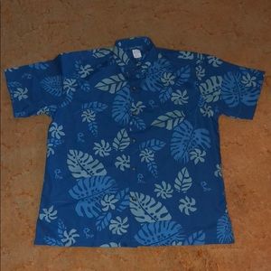 Blue Aloha print shirt